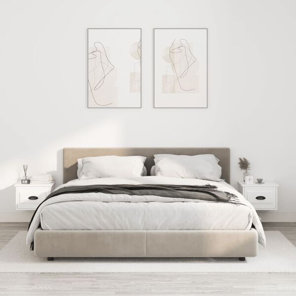 vidaXL Sieninės naktinės spintelės, 2vnt., baltos, 41,5x36x28cm