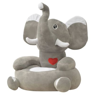 vidaXL Pliušinė vaikiška kėdė, dramblio formos, pilka