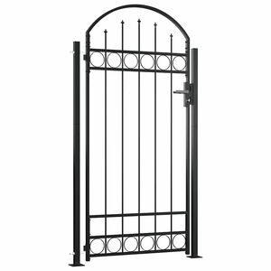 vidaXL Tvoros vartai ASSEN su arkine vir&scaron;umi ir 2 stulpais, 105x170 cm, juodi
