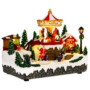 vidaXL Kalėdų miestelis su karusele SALO 25,5 x 16 x 21,5 cm Derva