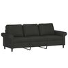 vidaXL Trivietė sofa su pagalvėmis, juoda, 180cm, audinys