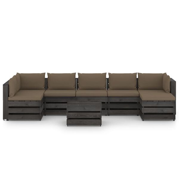 vidaXL Sodo komplektas su pagalvėlėmis, 8 dalių, impregnuota mediena