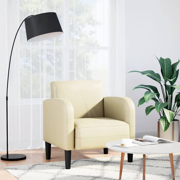 vidaXL Sofos kėdė su porankiais, kreminė, 54cm, dirbtinė oda