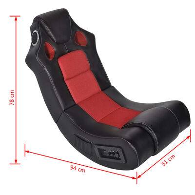 vidaXL Supama kėdė, juoda ir raudona, garso jungtis, dirbtinė oda