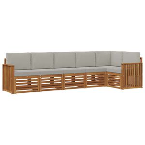 vidaXL Sekcijos sofų komplektas 6 pcs Natūrali ir &scaron;viesiai pilka