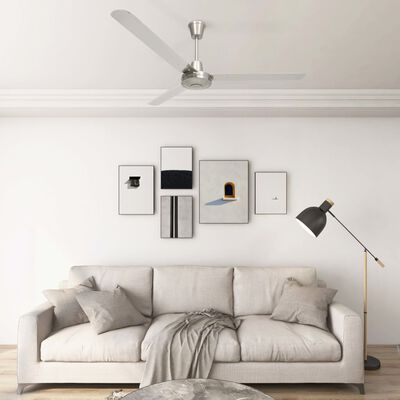 vidaXL Lubų ventiliatorius, sidabrinės spalvos, 142cm