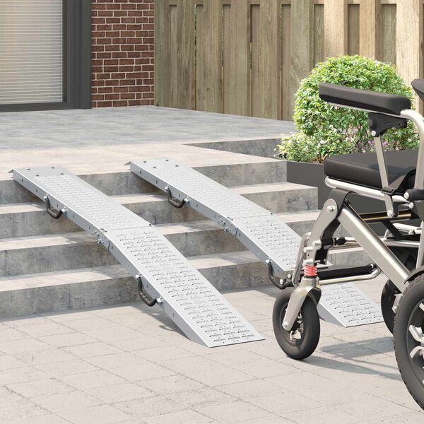 vidaXL Krovimo rampos 2 pcs Sidabro 166 x 22,5 x 4,5 cm