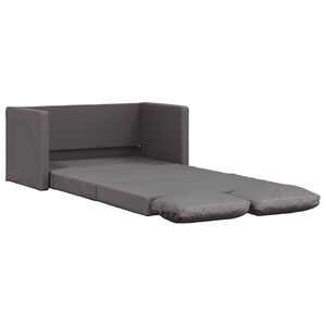 vidaXL Grindų sofa-lova, 2-1, pilka, 112x174x55cm, dirbtinė oda