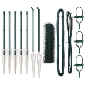 vidaXL Hexagonal Fence with Post 10 x 0,5 m PVC dengtas plienas Žalia