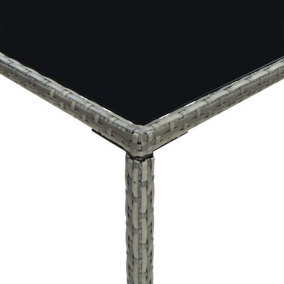 vidaXL Sodo baro stalas, pilkas, 70x70x110cm, poliratanas ir stiklas