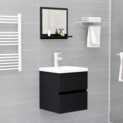 vidaXL Vonios kambario veidrodis, juodas, 40x10,5x37cm, mediena