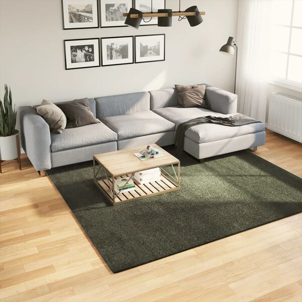 vidaXL Kilimas HUARTE, mi&scaron;ko žalios spalvos, 240x240cm trumpi &scaron;ereliai