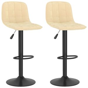 vidaXL Baro taburetės, 2vnt., kreminės spalvos, aksomas