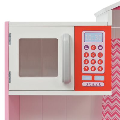vidaXL Žaislinė virtuvė, mediena, 82x30x100cm, rožinė ir balta