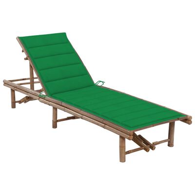 vidaXL Sodo saulės gultas su čiužinuku, bambukas