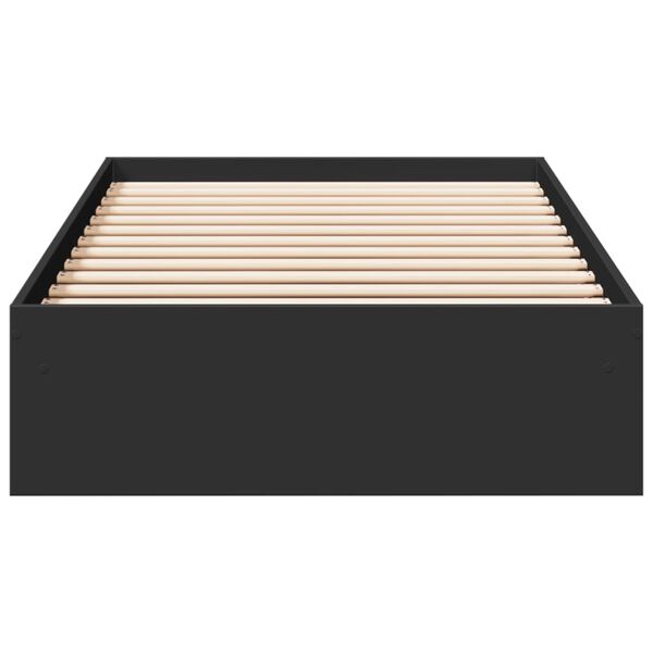 vidaXL Lovos rėmas su stalčiais, juodas, 90x190cm, apdirbta mediena