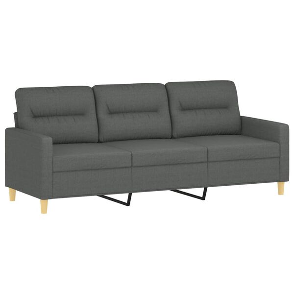 vidaXL Trivietė sofa, tamsiai pilkos spalvos, 180cm, audinys