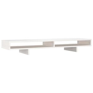 vidaXL Monitoriaus stovas, baltas, 100x27x14cm, pu&scaron;ies masyvas