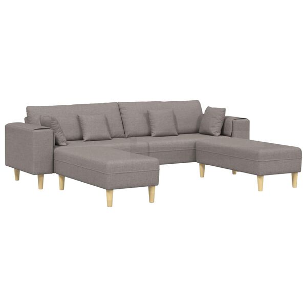 vidaXL Sofa su pagalve 3 pcs Taupe audinys