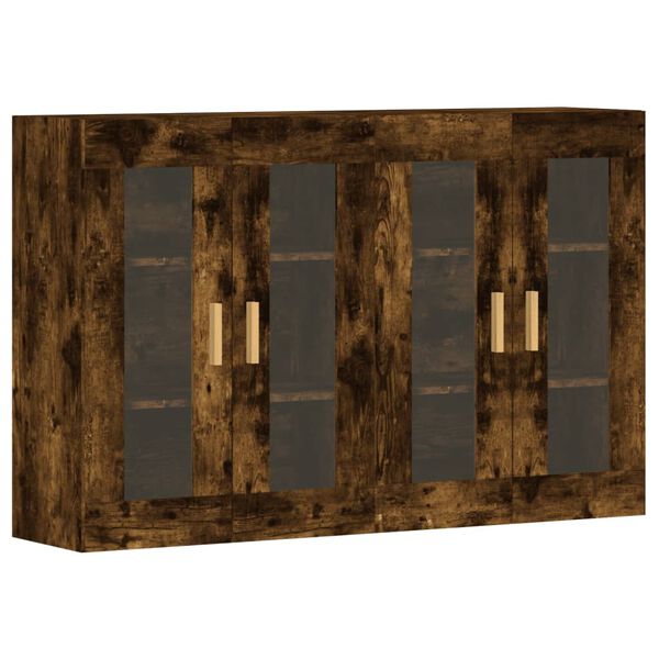 vidaXL Prie sienos montuojamos spintelės, 2vnt., dūminės, mediena