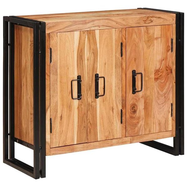 vidaXL Šoninė spinta su durimis Kietos akacijos medienos ir metalo