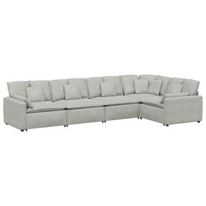 vidaXL Modulinė sofa su pagalvėlėmis, aksominė, &scaron;viesiai pilka