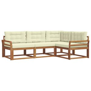 vidaXL Lauko sofos komplektas su pagalve 4 pcs Natūralus ir grietinėlė