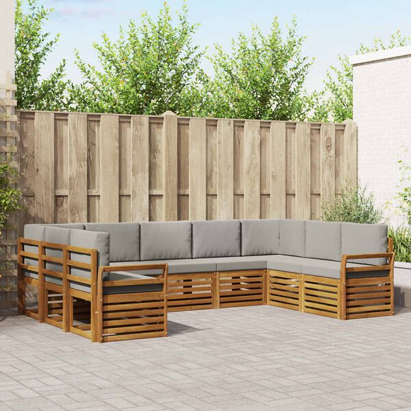 vidaXL Sofų komplektai su pagalve 9 pcs Natūrali ir &scaron;viesiai pilka