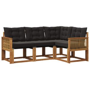 vidaXL Lauko sofos komplektas su pagalve 4 pcs Natūrali ir juoda