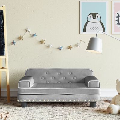 vidaXL Vaikiška sofa, šviesiai pilkos spalvos, 70x45x30cm, aksomas