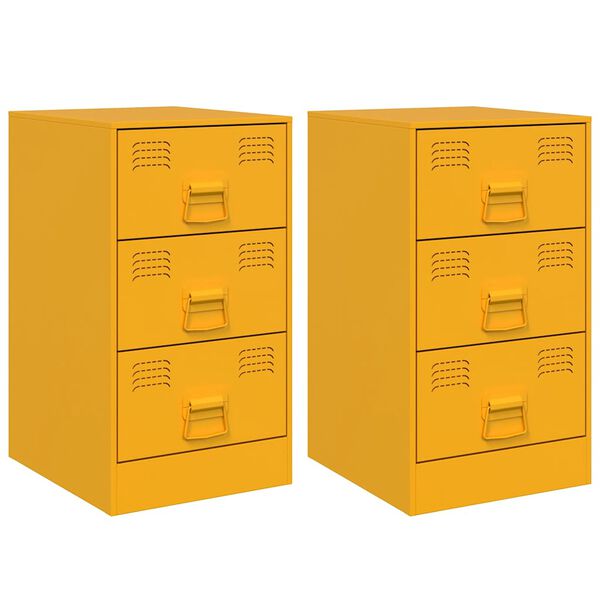 vidaXL Naktinės spintelės, 2vnt., garstyčių, 34,5x39x62cm, plienas