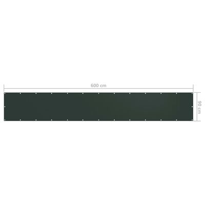 vidaXL Balkono pertvara, tamsiai žalia, 90x600cm, oksfordo audinys