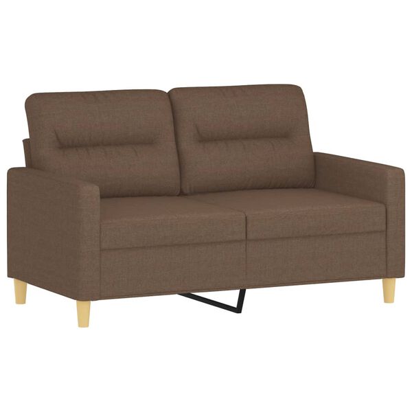 vidaXL Dvivietė sofa su pagalvėlėmis, rudos spalvos, 120cm, audinys