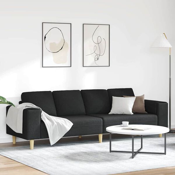 vidaXL Svetainės sofa Juoda 250 x 77 x 76 cm Poliesteris