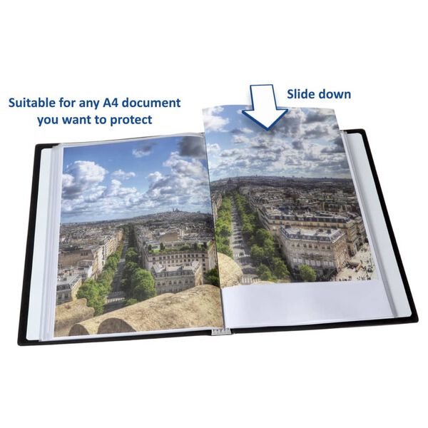 rillstab Aplankas, juodos spalvos, A4 formato, 50 skyrelių