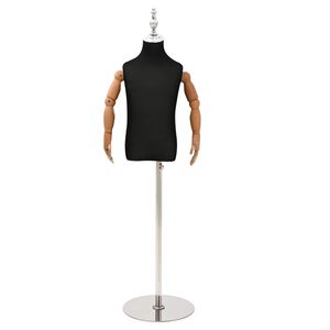 vidaXL Reguliuojamas 120-150 cm manekenas su baze Uniseksas PP Juoda