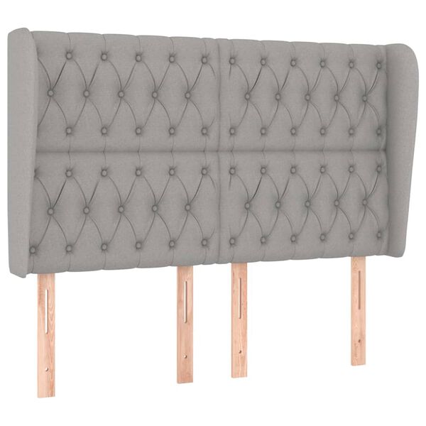 vidaXL Galvūgalis su auselėmis, pilkas, 163x23x118/128cm, audinys