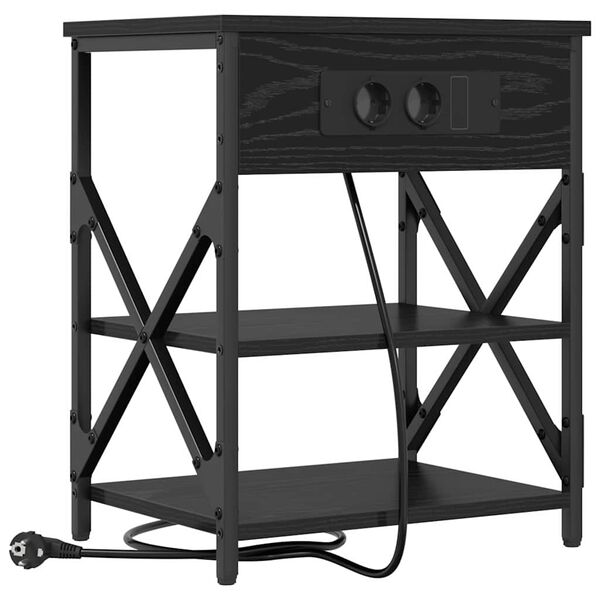 vidaXL &Scaron;alia lovos spintelė su lentyna Juodas ąžuolas 41 x 31 x 51 cm