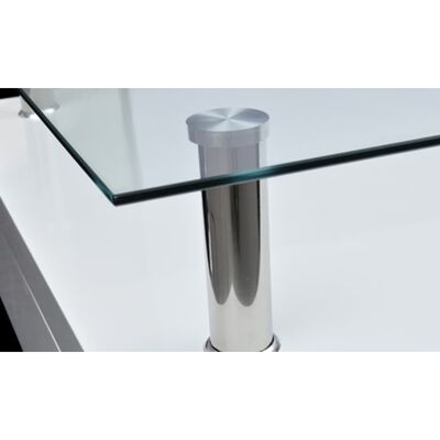 vidaXL Kavos staliukas su stikliniu stalviršiu, baltas