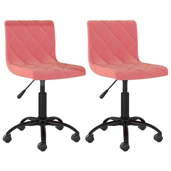 vidaXL Pasukamos valgomojo kėdės, 2vnt., rožinės spalvos, aksomas