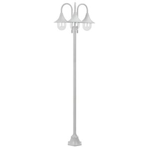 vidaXL Sodo &scaron;viestuvas, E27, 220cm, aliuminis, 3 žibintai, baltas