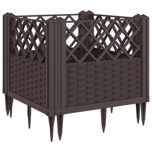 vidaXL Sodo lovelis su kuoliukais, rudas, 43,5x43,5x43,5cm, PP