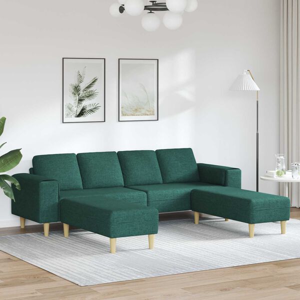 vidaXL Svetainės sofa 3 pcs Tamsiai žalia Poliesteris