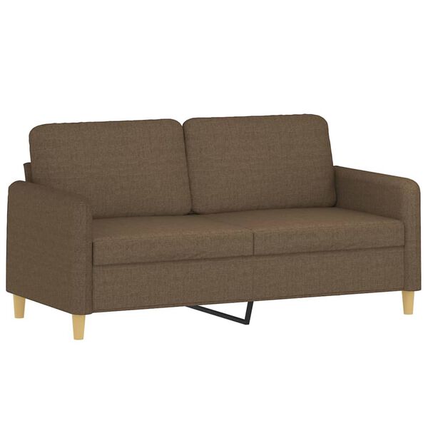 vidaXL Dvivietė sofa su pagalvėmis, ruda, 140cm, audinys