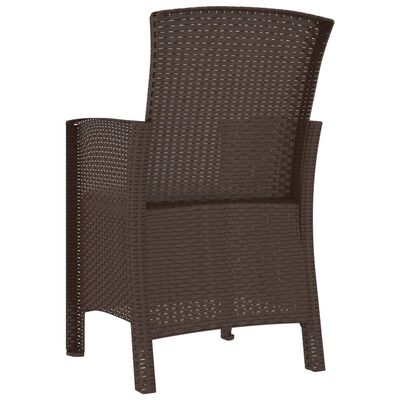 vidaXL Sodo kėdės su pagalvėlėmis, 2vnt., rudos spalvos, PP ratanas