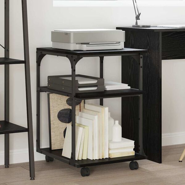 vidaXL Spausdintuvo laikiklis Juodas ąžuolas 43 x 48 x 64 cm