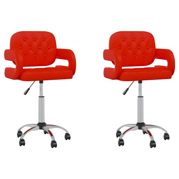 vidaXL Pasukamos valgomojo kėdės, 2vnt., raudonos, dirbtinė oda