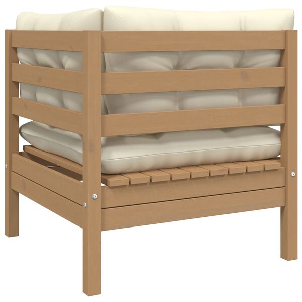 vidaXL Sodo komplektas su kreminėmis pagalvėlėmis, 3 dalių, pušis