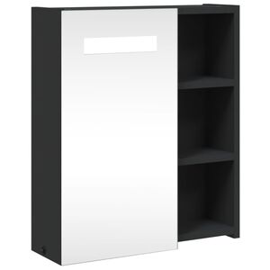vidaXL Veidrodinė vonios kambario spintelė su LED, juoda, 45x13x52cm