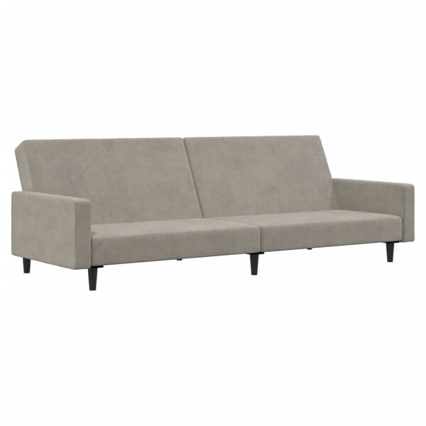 vidaXL Dvivietė sofa-lova, &scaron;viesiai pilkos spalvos, aksomas